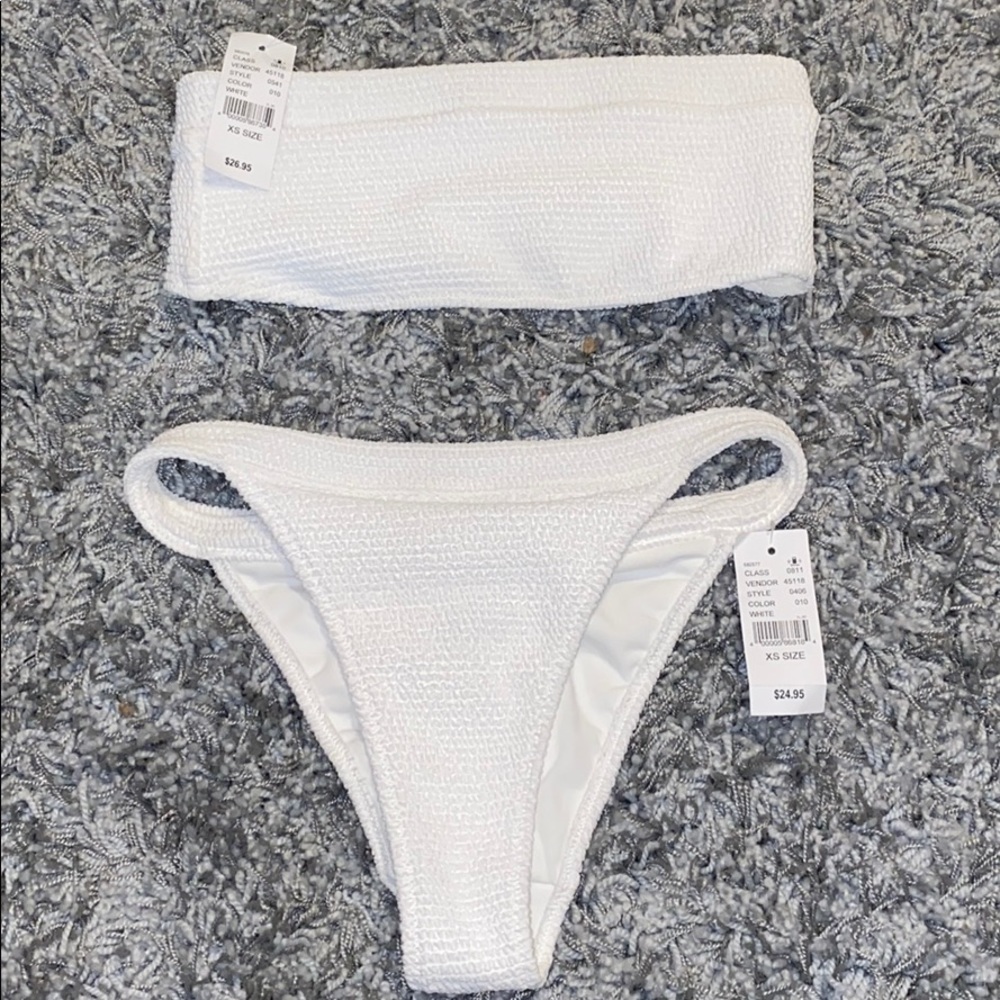 White strapless bathing suit